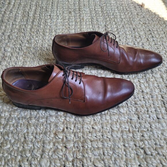 Bruno Magli Italian Made Brown Leather Lace Up Loafers Men's Size 11.5 - Picture 2 of 16